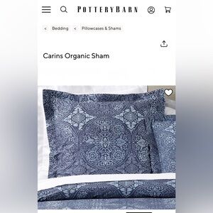 Pottery Barn Carins Organic Shams (2) - Euro 26x26